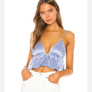 Superdown Paula Peplum Top in Blue